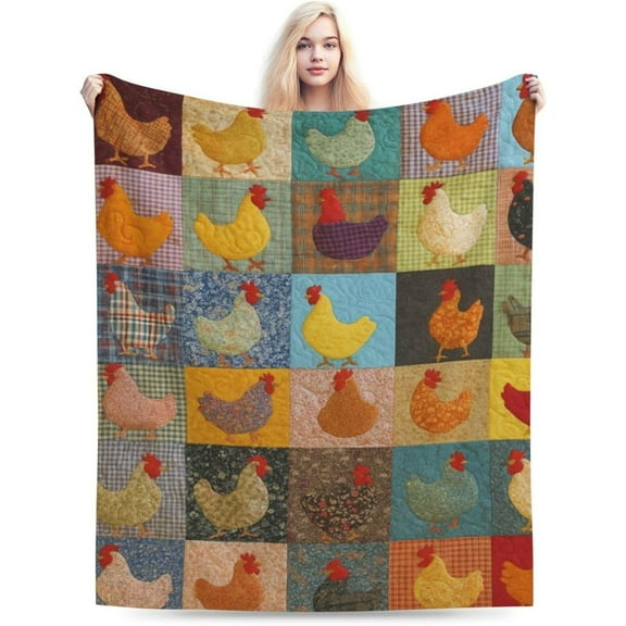 ChaudHug 50*60in Chickens Throw Blanket Soft Lightweight Warm Fluffy All Season Flannel Blankets for Bed Living Room Home Decor