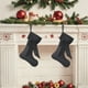 thumbnail image 1 of Media navideña de terciopelo | Calcetín navideño de terciopelo con nudo y cuerda decorativa con copos de nieve y estrellas | 15,75 x 7,48 pulgadas, colgante navideño para árbol de Navidad, ideal, 1 of 6