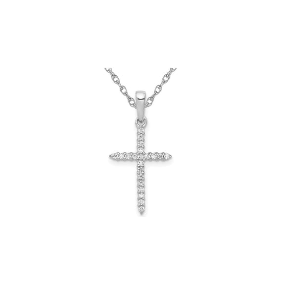 1/6 Carat (Ctw) Diamond Cross Pendant Necklace in 10K White Gold with Chain for Women