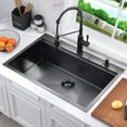 thumbnail image 3 of Bokaiya 33x22 Black Drop in Kitchen Sink Workstation, Stainless Steel Kitchen Sink 16G Single Bowl Topmount Kitchen Sink 10" Deep Sink with Cutting Board, 3 of 9