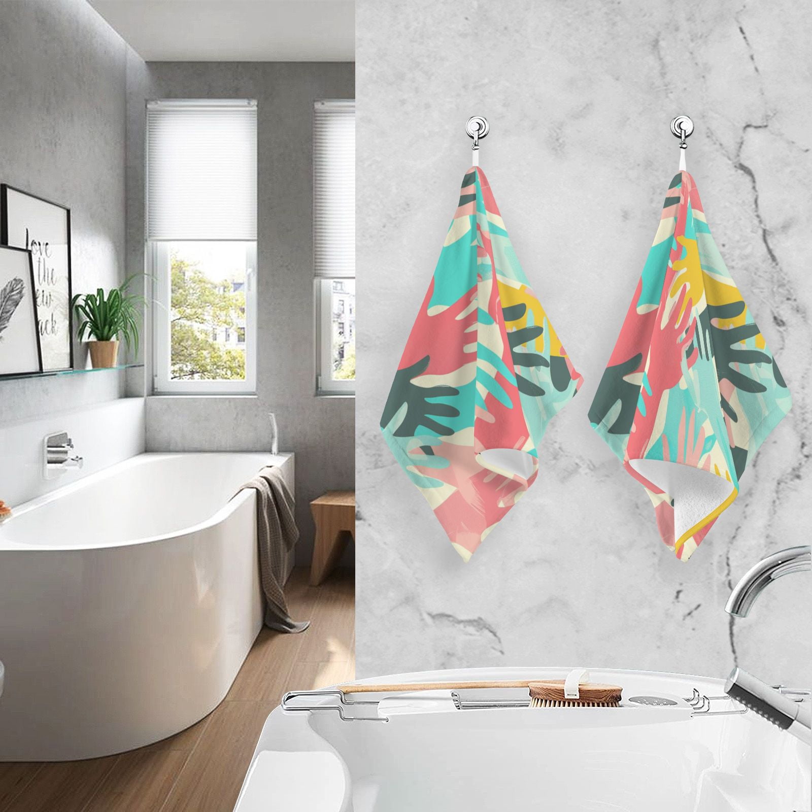 Colorful Abstract Hands Hand Towels Cotton Bath Towels Large Face Towels Absorbent for Bathroom 2 Packs