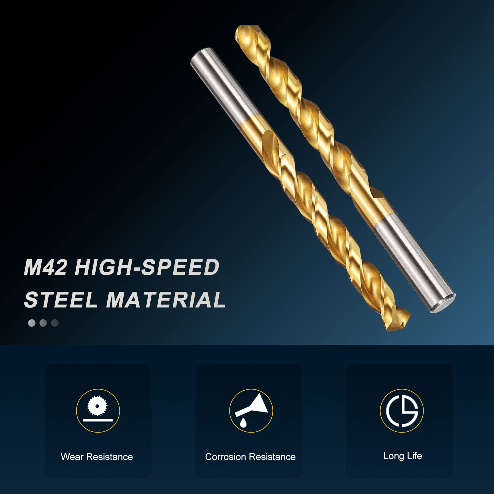 Uxcell 12mm Drill Bit, M42 8% Cobalt High-Speed Steel Jobber Straight Shank 135° Titanium Nitride (TiN) Coated for Hard Metal Stainless Steel 4 pack