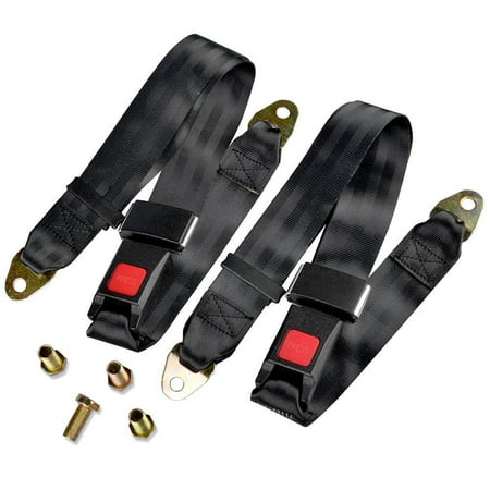 2 x Universal Car Travel 2 Point Adjustable Seat Belt Lap Belt Safety with