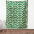 thumbnail image 3 of Ambesonne Ethnic Fabric by the Yard Upholstery, Folkloric Paisley Flowers, 10 Yards, Apricot Hunter Green, 3 of 4