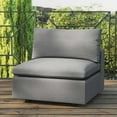 thumbnail image 2 of Modular Lounge Sofa Middle Chair, Charcoal Grey Gray, Fabric, Modern Contemporary, Outdoor Patio Balcony Cafe Bistro Garden Furniture Hotel Hospitality, 2 of 7
