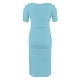 thumbnail image 4 of Pitauce Maternity Short Sleeve Bodycon Dress Pregnancy Crew Neck Side Ruched Dress Summer Casual Dresses for Daily Baby Shower, 4 of 7