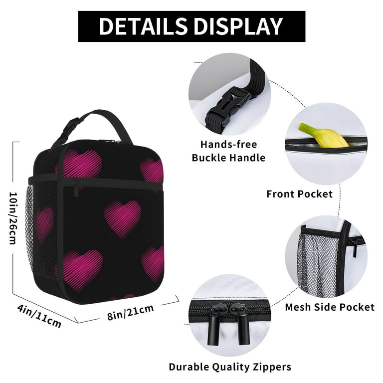  Hearts Love Insulated Lunch Bag Box Reusable Lunch