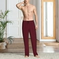 thumbnail image 2 of Kdxio Maroon Pattern Men's Pajama Pants, Elastic Waist with Drawstring and Pockets, Comfortable Loungewear-Large, 2 of 6