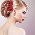 thumbnail image 3 of Rose Hair Side Comb Flannelette Bride Hair Comb Accessory Simulation Flower Hair Clip for Women Red, 3 of 5