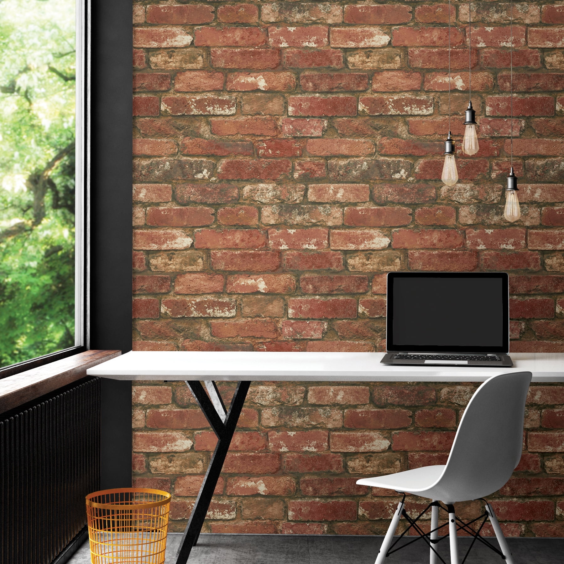 NuWallpaper West End Brick Removable Vinyl Peel And Stick Wallpaper, 216-in by 20.5-in, 30.75 sq. ft.