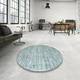 thumbnail image 3 of Ahgly Company Indoor Round Contemporary Light Steel Blue Abstract Area Rugs, 7' Round, 3 of 6