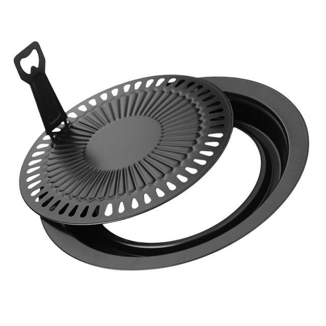 unbranded 1 Ensemble Poêle de Grillade Portable Poêle de Grillade BBQ Acier Inoxydable Noir