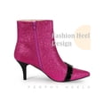 thumbnail image 3 of BLISSFUL STEP Rhiness Pointed Toe Stiletto Heel Glitter Ankle Boots for Women Hot Pink 6.5, 3 of 4