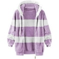 thumbnail image 4 of TQWQT Womens Winter Jacket, Womens Winter Hooded Cardigan Fuzzy Fleece Coat Zipper Long Sleeve Splicing Color Warm Plush Jacket Outwear Plus Size Light Purple XL, 4 of 6