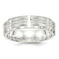 thumbnail image 5 of 925 Sterling Silver 7mm Brushed Fancy Band Ring Size 7, 5 of 7