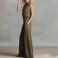 thumbnail image 6 of Gamivast Business Casual Outfits for Women 2 Piece Ruffle Button Down Shirt & Wide Leg Pants Sets Sleeveless Work Wear Elegant Office Dressy, 6 of 6