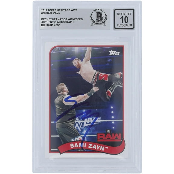 Sami Zayn WWE Autographed 2018 Topps Heritage #66 Beckett Fanatics Witnessed Authenticated 10 Card - Fanatics Authentic Certified