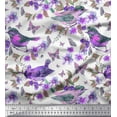 thumbnail image 1 of Soimoi Purple Poly Georgette Fabric Insect,Floral & American Robin Bird Decor Fabric Printed BTY 42 Inch Wide, 1 of 3