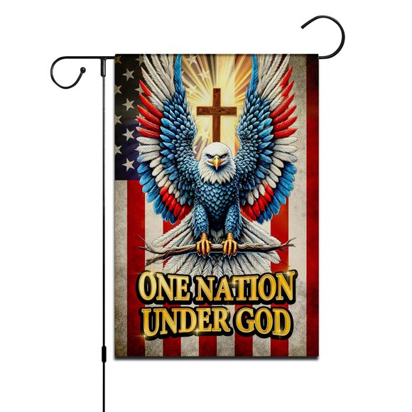 shiyou-Patriotic Garden Flag - One Nation Under God - Christian Eagle Emblem Flag Outdoor Decor - Double Sided Polyester 12x18 Inch
