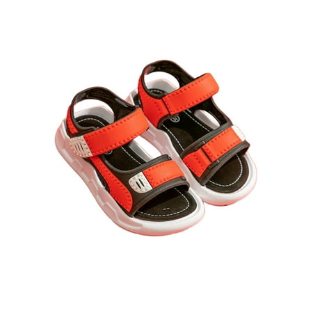 

Sanviglor Boy s Beach Sandals Magic Tape Fisherman Sandal Open Toe Summer Soft Quick Dry Breathable Flat Red 8C