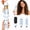 Blue-3, variant on 3-in-1 Curling Iron & Straightener Brush Kit – 1” & 1.25” Barrels for Beach Waves, Loose Curls & Smooth Hair