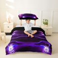 thumbnail image 2 of Castle Fairy Neon Sports Car Twin Bedding for Teens, Purple City Glow Duvet Cover Set for Bedroom, Purple Black,Black Reversible,2pcs,No Comforter, 2 of 6