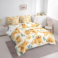 thumbnail image 2 of Manfei Watercolor Golden Dog Full Size Bedding Sets, Leaf Foliage Full Size Bed in a Bag, Cream Khaki, Polkadot Reversible, 7 Pieces, 2 of 6