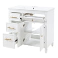 thumbnail image 5 of 36" White Bathroom Vanity with Sink, Modern Single Bathroom Cabinet with 4 Drawers & 2 Doors, Freestanding Bathroom Sink Vanity with Ceramic Basin, 5 of 7