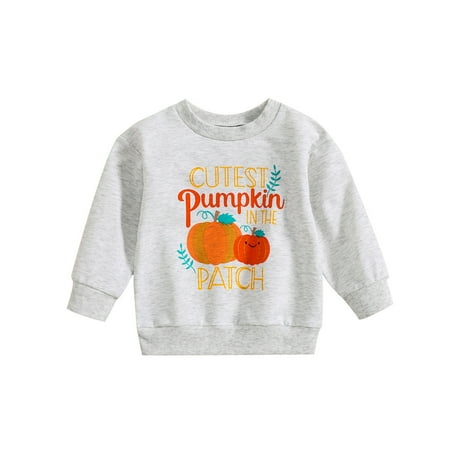 

BbayToddler Baby Boys Girls Pumpkin Print Long Sleeve Tops Kids Fall Winter Clothes Toddler Boys Halloween Shirt Pumpkin Shirt Toddler Toddler Fall Clothes