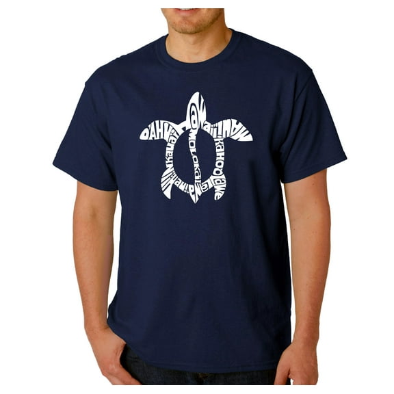 LA Pop Art Men's Word Art T-Shirt - Honu Turtle - Hawaiian Islands