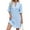 Blue, variant on Deago Summer Dresses for Women V Neck Ruffle Short Sleeve Solid Color Casual Loose Shirt Dress (Pink, S)