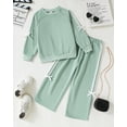 thumbnail image 2 of KIMI BEAR 4T Toddler Girl Outfits 5T Kid Clothes Sets Winter Long Sleeves Color Block Pullover Sweartshirt Top Sweatpants Warm Clothing 2pcs Pants Set Green, 2 of 8