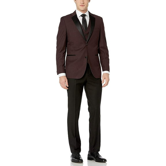 Adam Baker Men's Lot: 6-2582 3-Piece Slim Fit Tuxedo Set - Wine - 52R