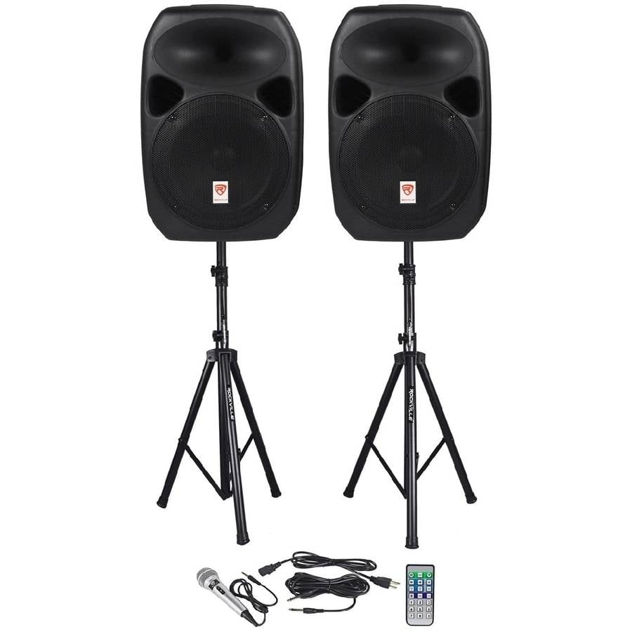 Rockville RPG122K Dual 12" Powered Speakers, Bluetooth, Mic, Speaker