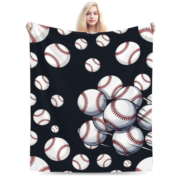 Baseball Throw Blanket, Sports Design Blanket, Ultra Soft Cozy Lightweight Blanket for Couch, Sofa, Bed, Bedroom Decor, Baseball Lover Gift 50"x40"