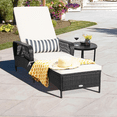 thumbnail image 3 of Gymax Set of 2 Adjustable Patio Rattan Lounge Chair Chaise Recliner w/ Cushion & Pillow, 3 of 10
