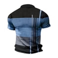 thumbnail image 3 of Beugl Mens Shirts Clearance, Men Spring and Summer Button Down Short Sleeve Top Plaid Lapel Color Blocking Stripe Print T Shirt Golf Shirts for Men, Polo Shirts for Men Light Blue XXXL, 3 of 4