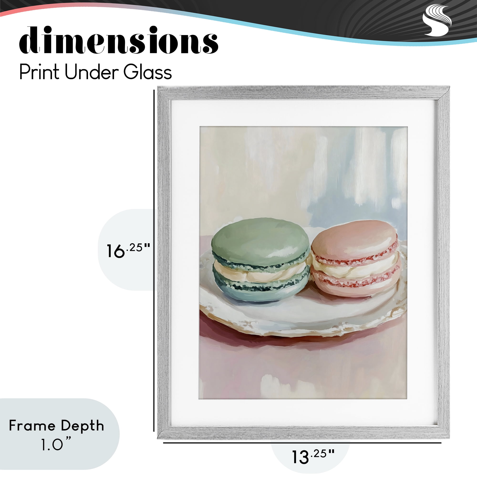 Stupell Industries Pastel Macarons on Plate Gray Framed Print Under Glass, design by The Prints Vibe
