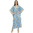 thumbnail image 3 of Bimba Blue Kaftan Kimono Dress Women's Summer Evening Floral Printed Maxi-4, 3 of 3