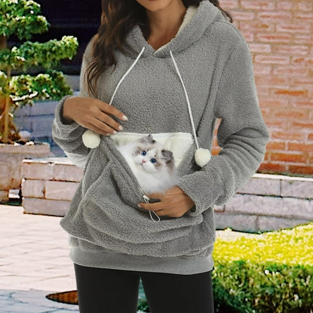 Sudaderas con capucha para mascotas Fernando Sudadera con capucha de gato L Gris claro