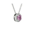 thumbnail image 2 of 2.20 Carat Excellent Round Cut Natural Diamond Pink Sapphire Gemstone Wonderful Halo Style Necklace for Women Solid 18K White Gold With 18 inches Chain, 2 of 6