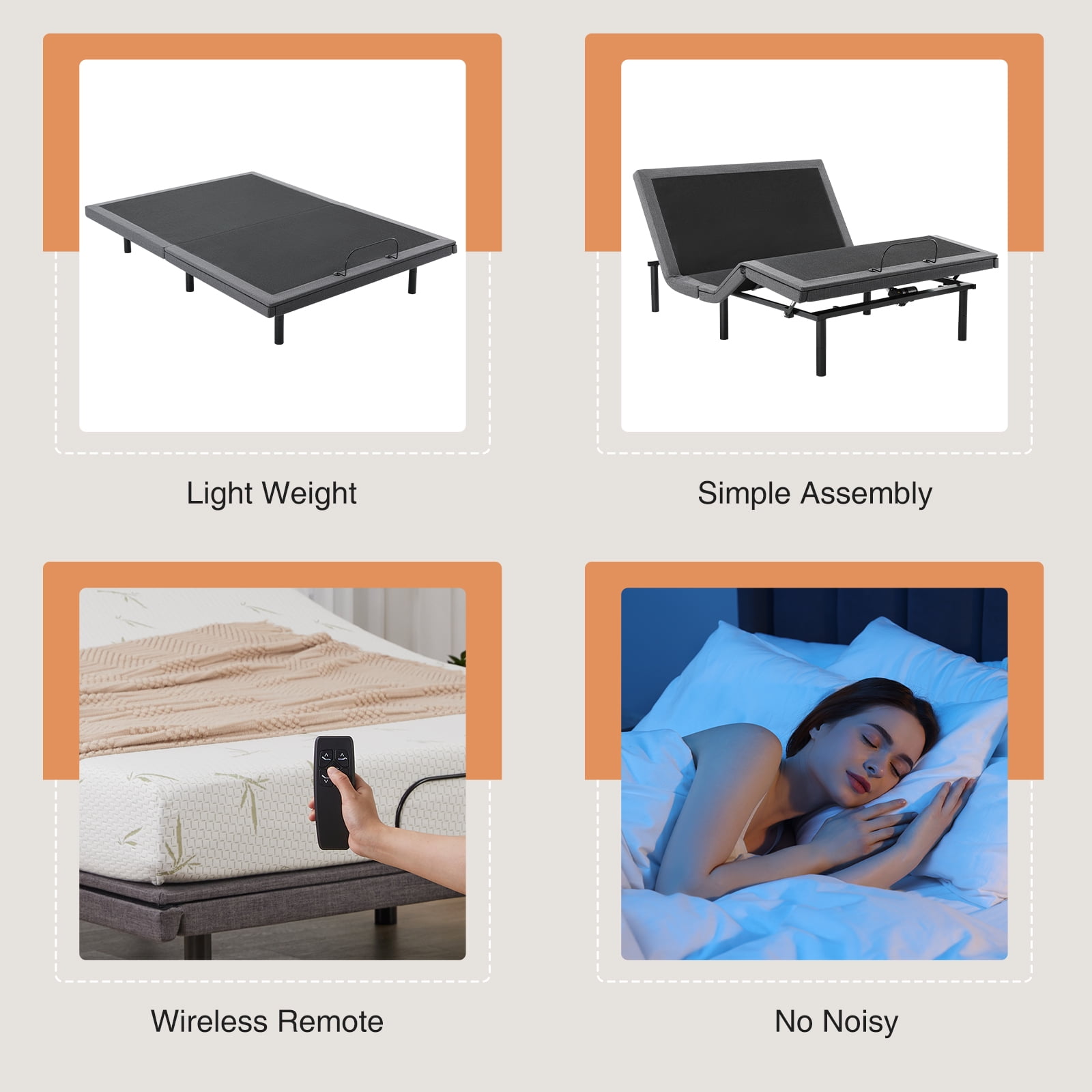 GIANNA Queen Size Electric Bed Frame, Zero Gravity, With Wireless Remote, 2 USB Ports, Black