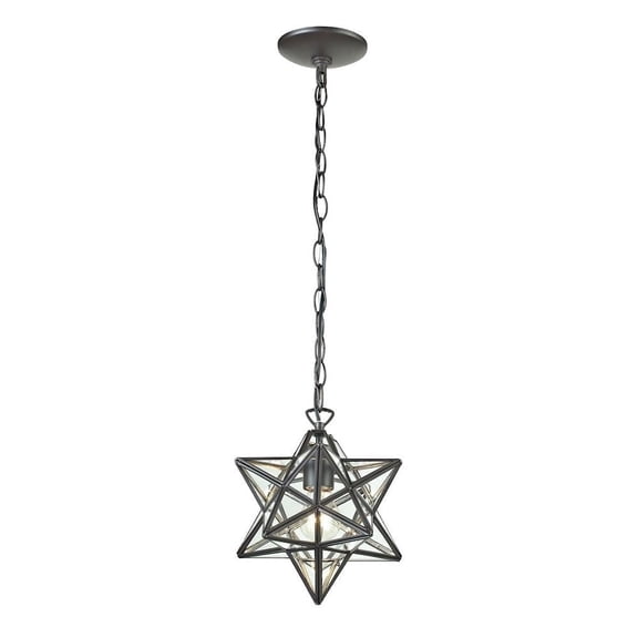 ELK Home Star 12-inch Wide 1-Light Mini Pendant in Oil Rubbed Bronze