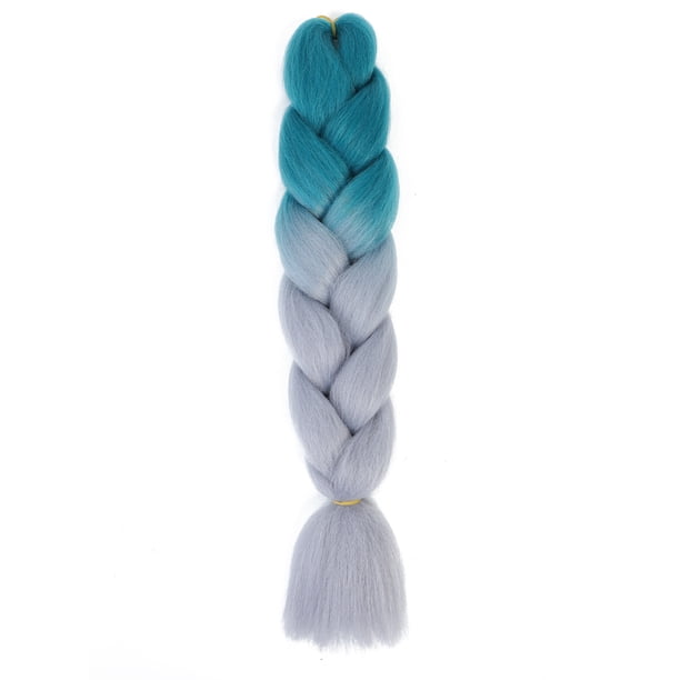 Zhuge Extensiones de cabello trenzado para mujeres, 6 paquetes de 100 g/paquete, 24 pulgadas, de verde pavo real a gris