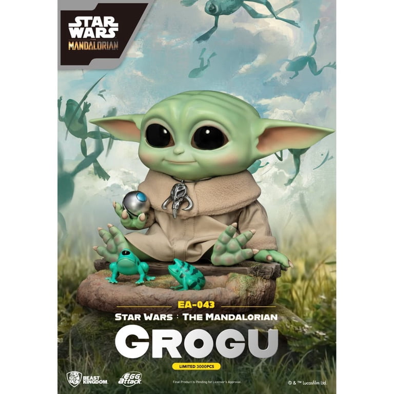 Beast Kingdom Egg Attack Statue - Star Wars The Mandalorian Grogu (Baby Yoda) EA-043 With Frog