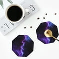 thumbnail image 4 of Zufioo Purple And Blue Nebula Print Leather Coaster Set, Decorative PVC Coasters 4-pack - Scald and Stain-resistant, Suitable for Home, Cafes, Restaurants-Octagon, 4 of 6