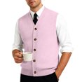thumbnail image 7 of Resicozy Men's Sleeveless Sweater Vest V-Neck Casual Knit Button Down Solid Color Cardigan Vest Pink 2XL, 7 of 7