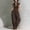 Coffee, variant on Women's Stylish Solid Color Slim Fit Stand Collar Cap Sleeve Jumpsuit – High-Waist Wide Leg with Side Pocket Black,M