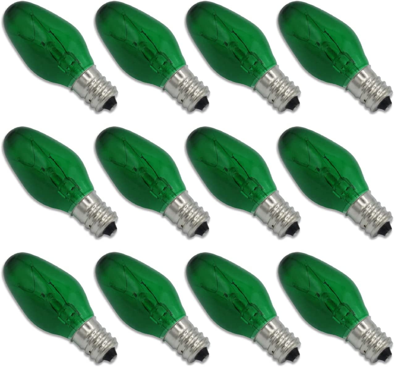 7 Watt Green Incandescent C7 Colored Night Light Bulb by 7W C7 Green Christmas Village Light