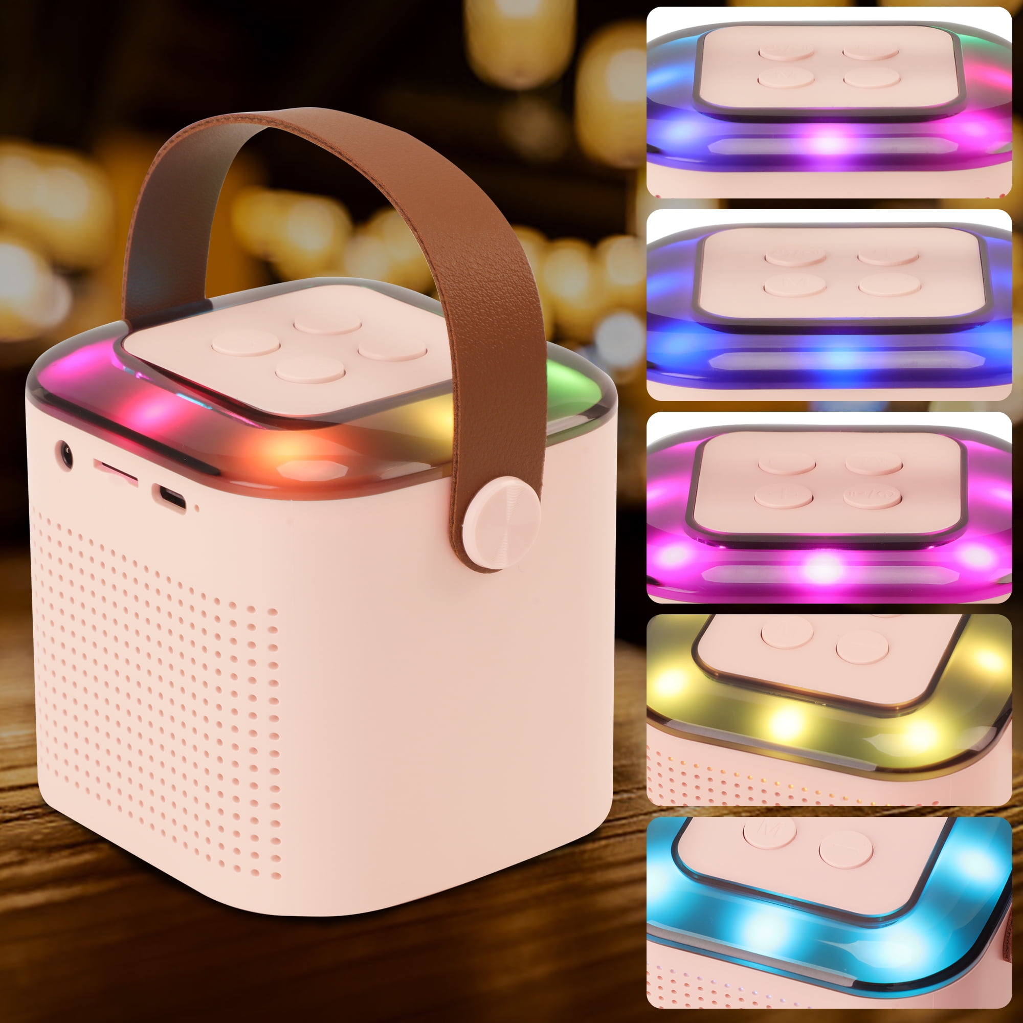 Portable Karaoke Machine Mini Bluetooth Speaker with Microphone Led Lights Karaoke Gifts